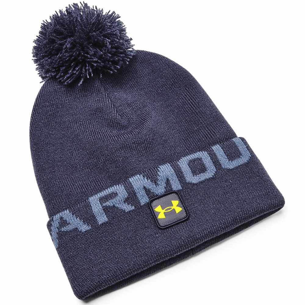 Under Armour Halftime Fleece Pom Beanie Hat - Tempered Steel Relax Vibe Timeless Design