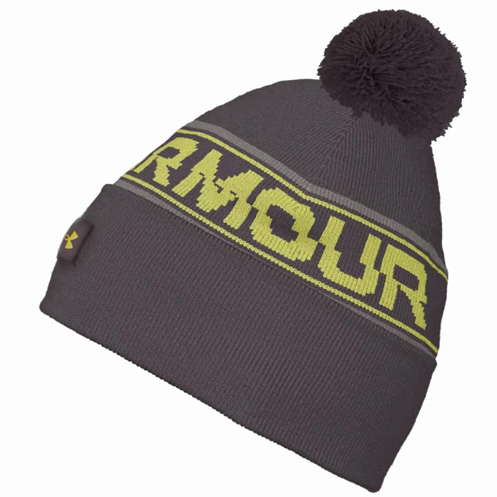 Adjustable band Under Armour Halftime Pom Beanie - Ash Taupe/Lime Yellow