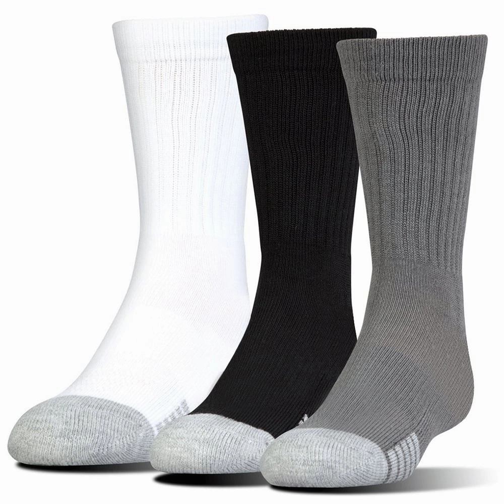 Under Armour Heatgear Crew Socks (3 Pack) - Black/Steel/White Anti-fungal