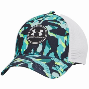 high contrast Under Armour Iso-chill Driver Mesh Cap - Black/White/Green