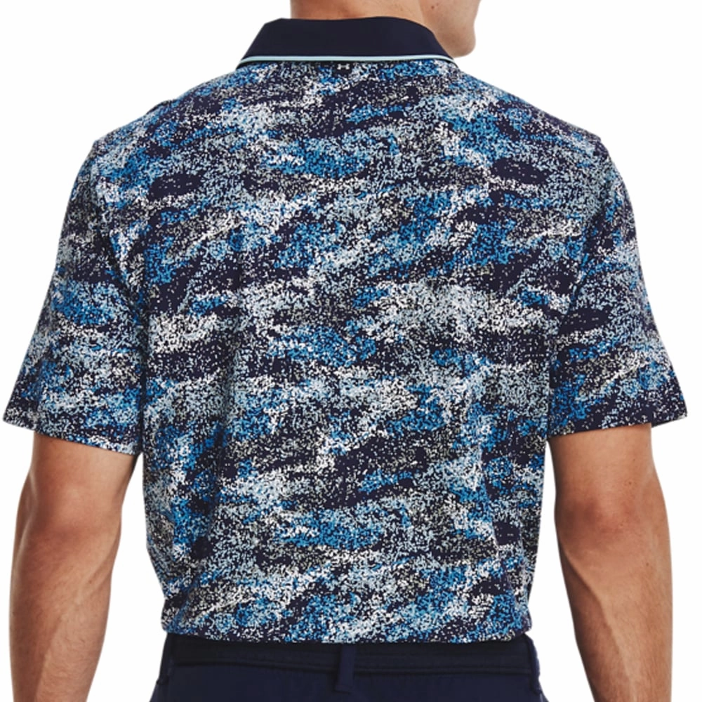 Heathered Texture Stretch Jersey Knit Under Armour Iso-Chill Edge Polo Shirt - Midnight Navy/Blizzard