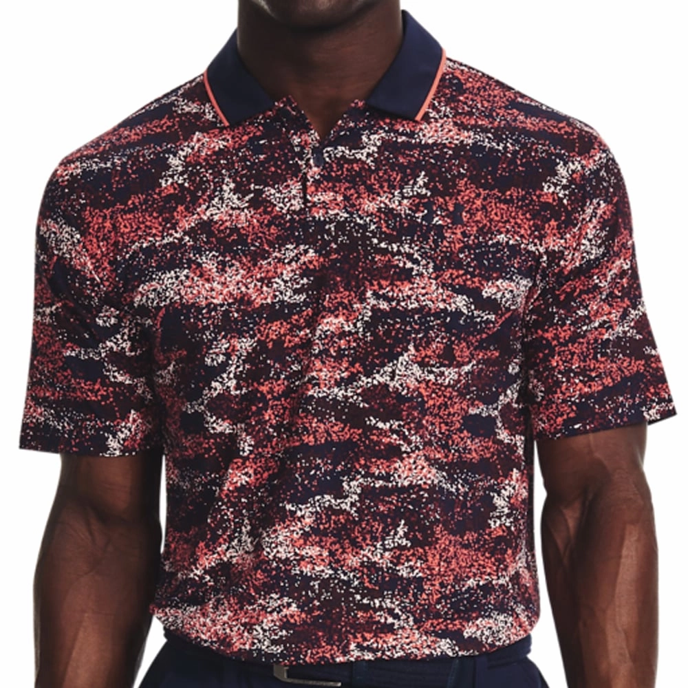 Under Armour Iso-Chill Edge Polo Shirt - Midnight Navy/Venom Red Soft Design Raw Hem Finish