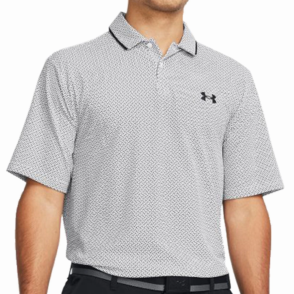 Under Armour Iso-Chill Verge Polo Shirt - White/Halo Gray/Black Printed design