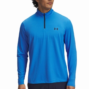 product shiny accents appeal right for spring Under Armour Matchplay 1/4 Zip Pullover - Blue Atlantis/Midnight Navy/Midnight Navy