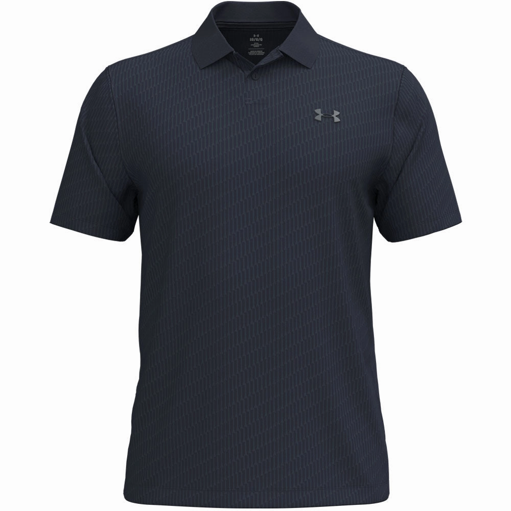Under Armour Matchplay Printed Polo Shirt - Midnight Navy/Washed Navy/Pitch Gray Vintage Wash Effect