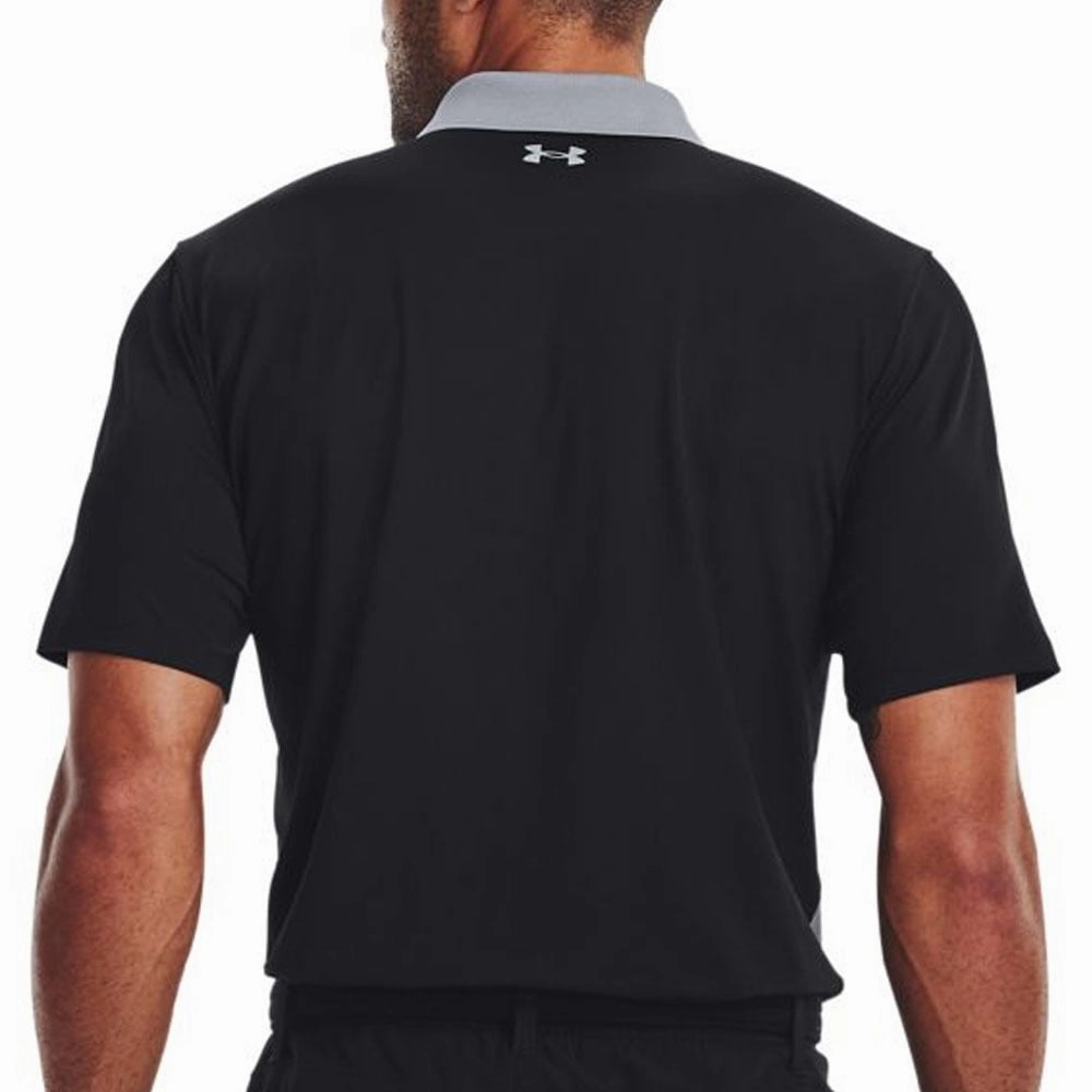 Ribbed Collar Trim Under Armour Performance 3.0 Colour Block Polo Shirt - Steel/Black