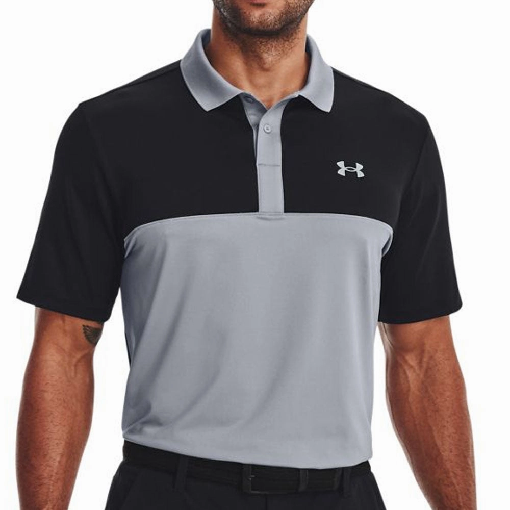 Under Armour Performance 3.0 Colour Block Polo Shirt - Steel/Black Classic Style Cozy Look
