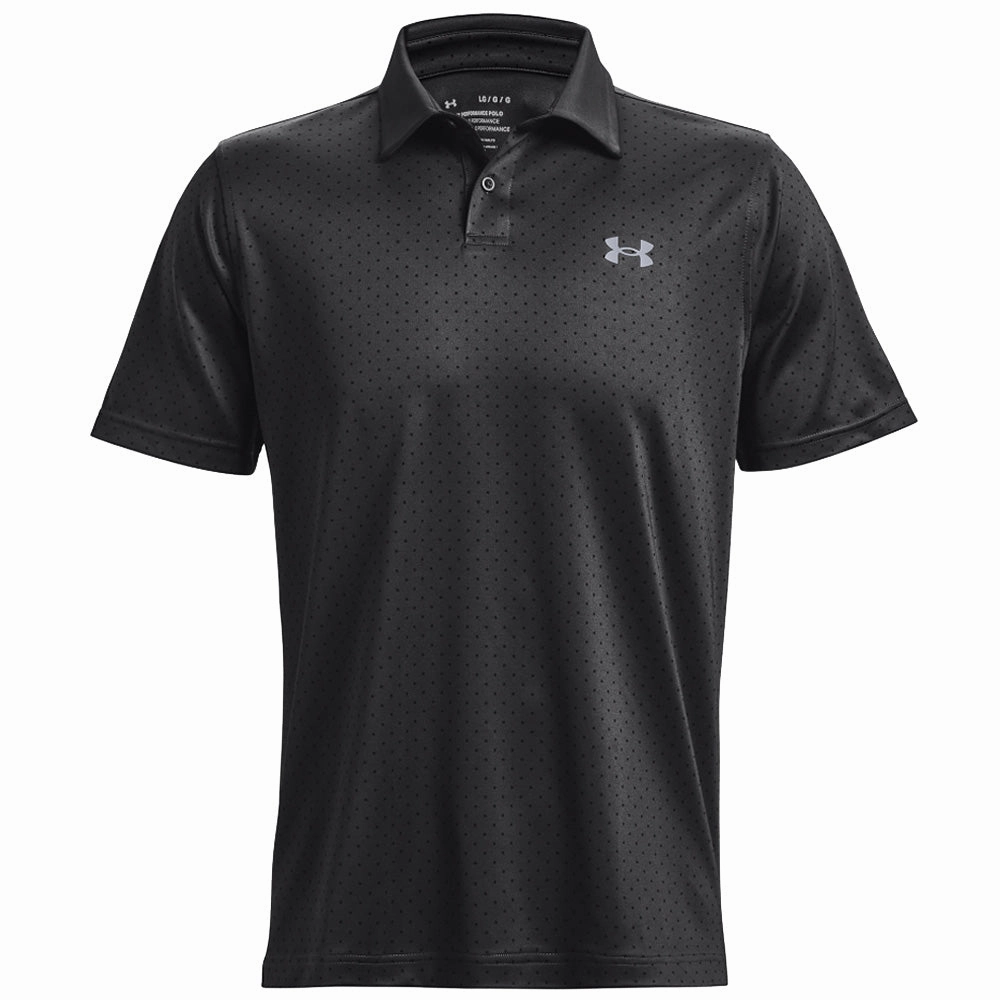 Under Armour Performance Printed Polo Shirt - Jet Grey/Black Steel ReinforcedShoulderPanels