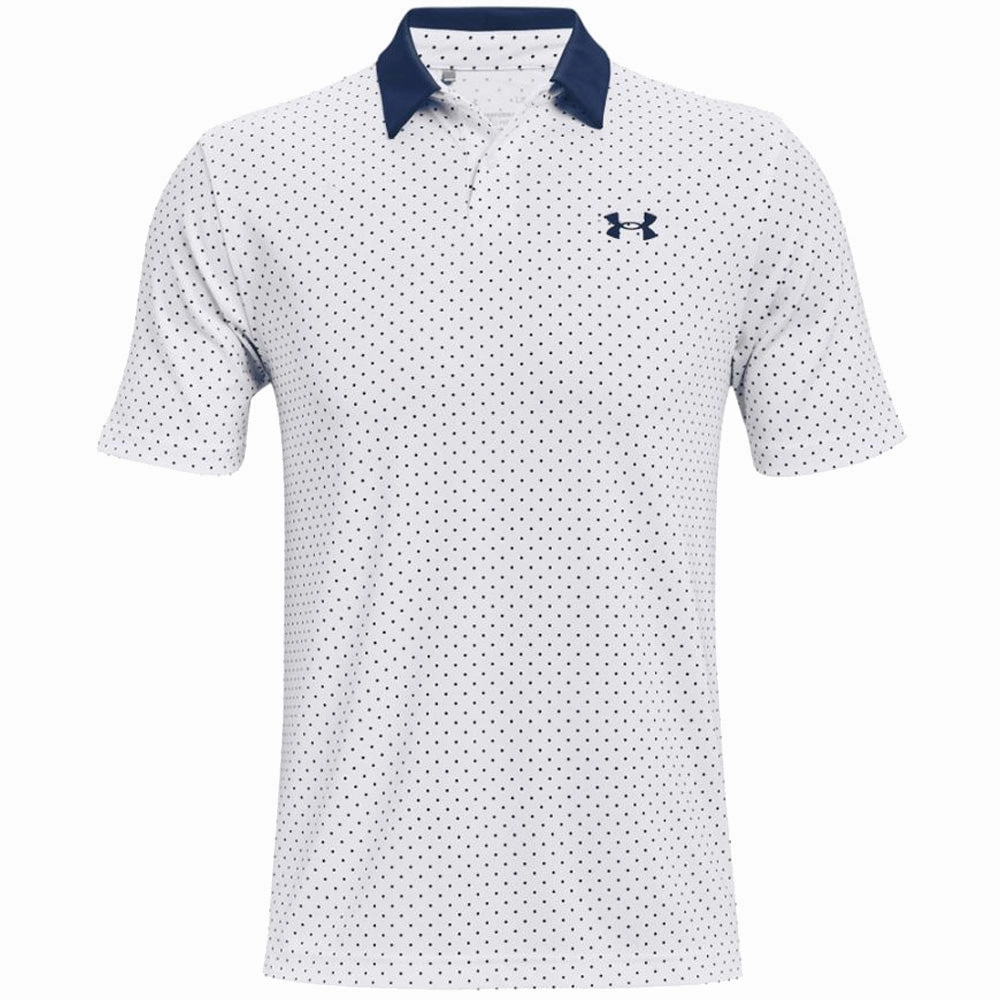 Under Armour Performance Printed Polo Shirt - White/Academy Comfortable And Trendy Subtle Embroidery