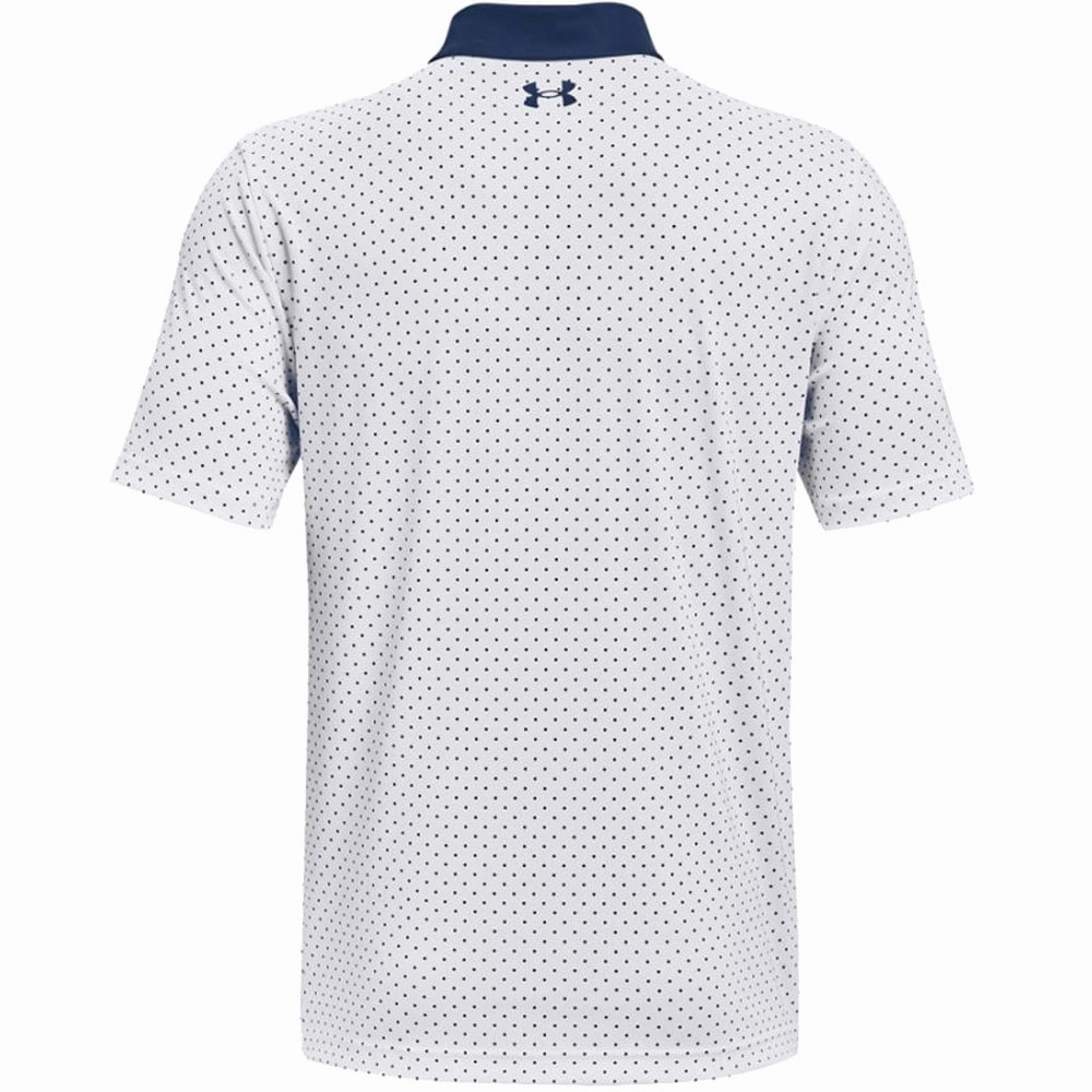 Under Armour Performance Printed Polo Shirt - White/Academy Smooth Seam Technology Versatile Layering
