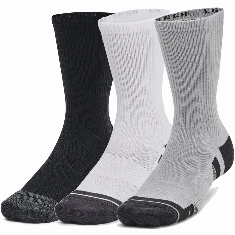 Legend Under Armour Performance Tech Crew Socks (3 Pairs) - Mod Grey/White/Black