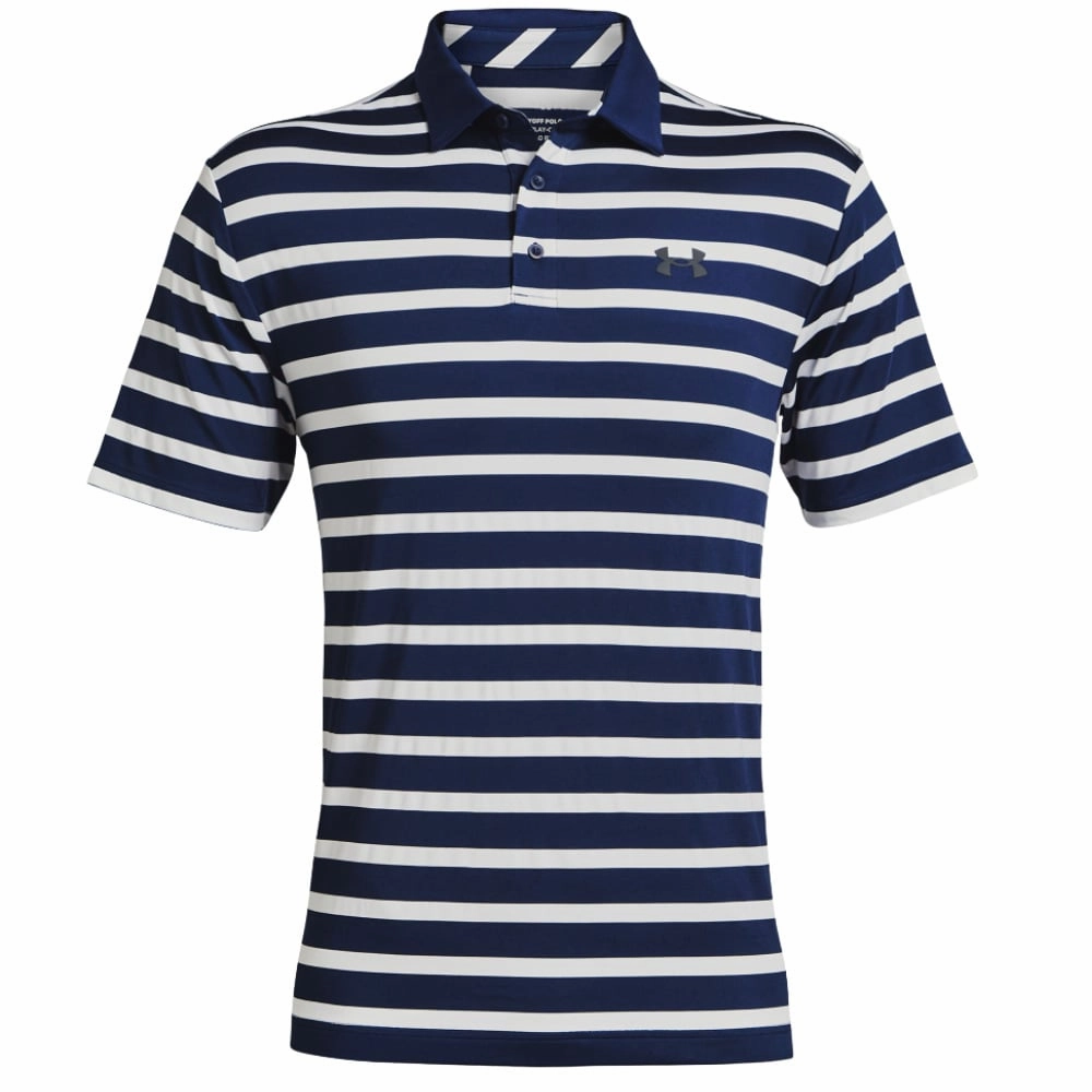 Under Armour Playoff 2.0 Back 9 Stripe Polo Shirt - Academy/White StretchReinforcedArmholes