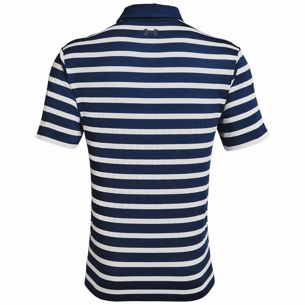 Under Armour Playoff 2.0 Back 9 Stripe Polo Shirt - Academy/White Comfy All-Day Eco Conscious Production