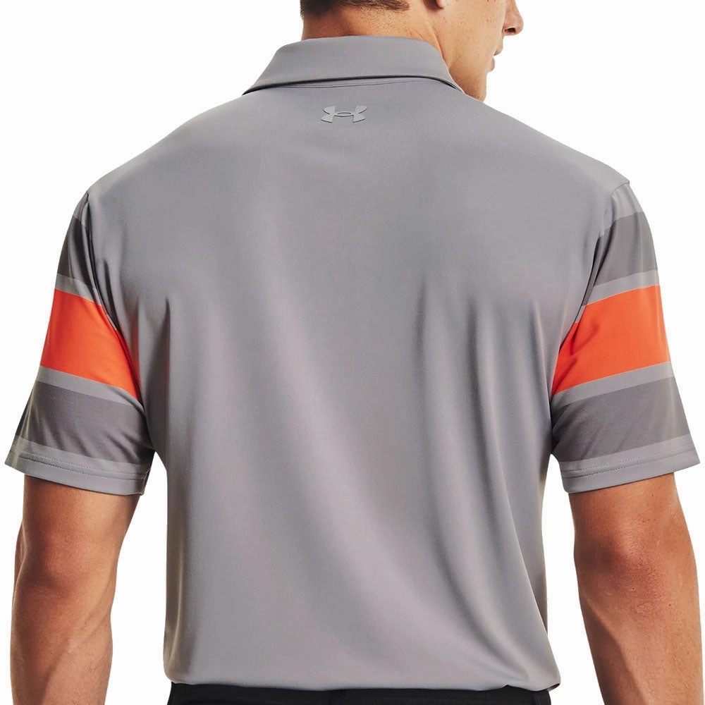 Quick Release Hem Tear Resistant Knit Under Armour Playoff 2.0 Block Stripe Polo Shirt - Grey Wolf/Concrete