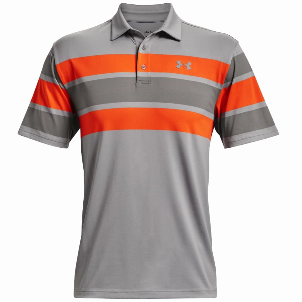 Under Armour Playoff 2.0 Block Stripe Polo Shirt - Grey Wolf/Concrete OdorResistant Classic Design
