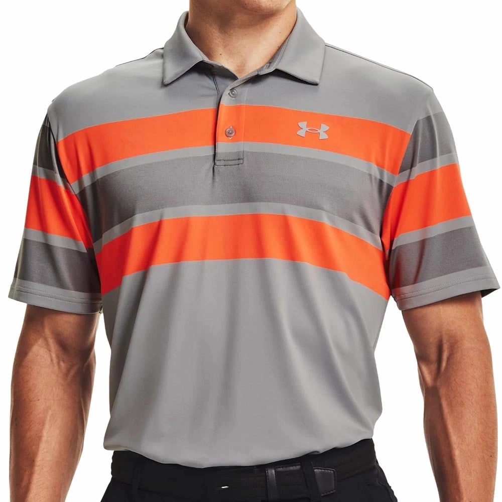 Under Armour Playoff 2.0 Block Stripe Polo Shirt - Grey Wolf/Concrete Formal Occasion Geometric Pattern