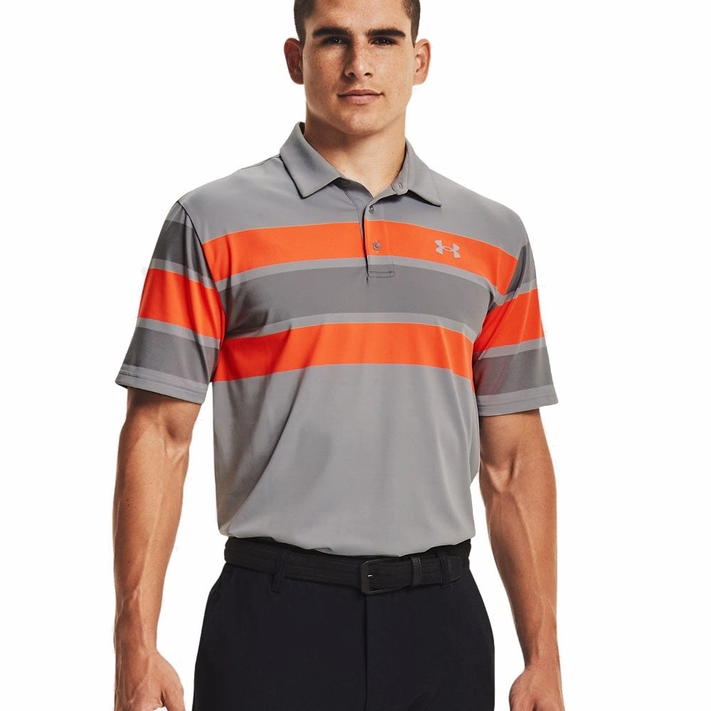 Under Armour Playoff 2.0 Block Stripe Polo Shirt - Grey Wolf/Concrete Skin Friendly Lining Easygoing Design