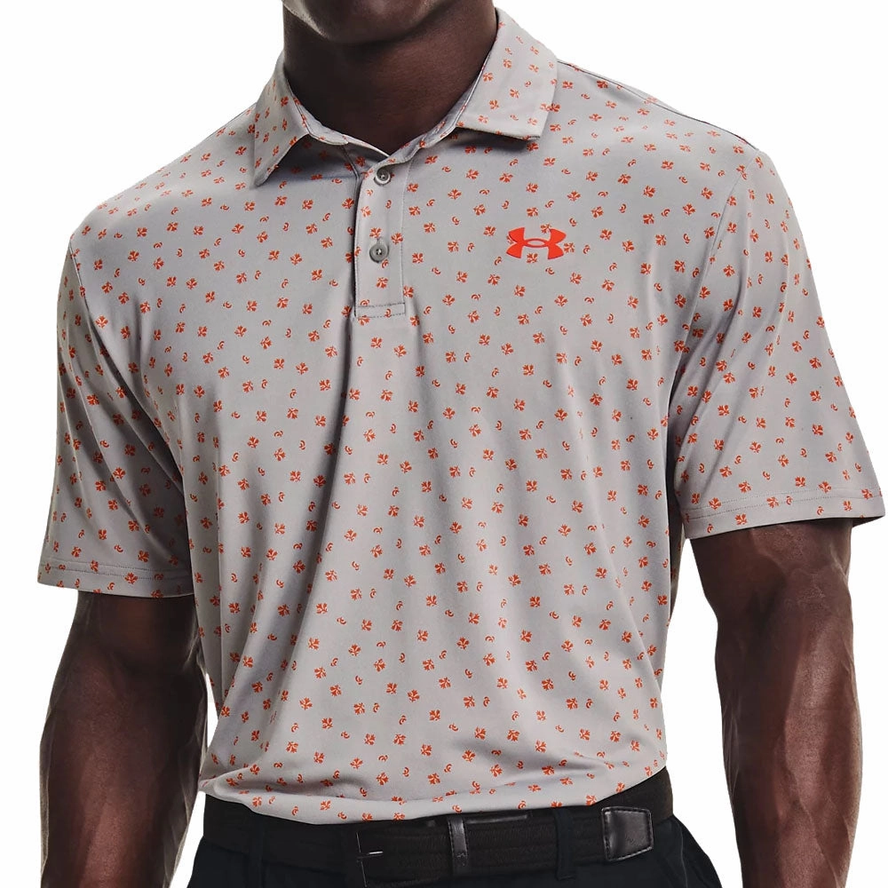 Timeless Fit Under Armour Playoff 2.0 Polo Shirt - Grey Wolf/Phoenix Fire
