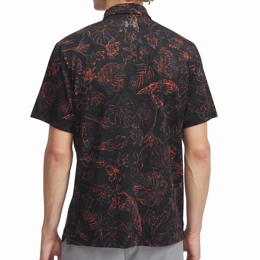 Trendy All-Day Under Armour Playoff 3.0 Printed Polo Shirt - Black/Fire/Castlerock