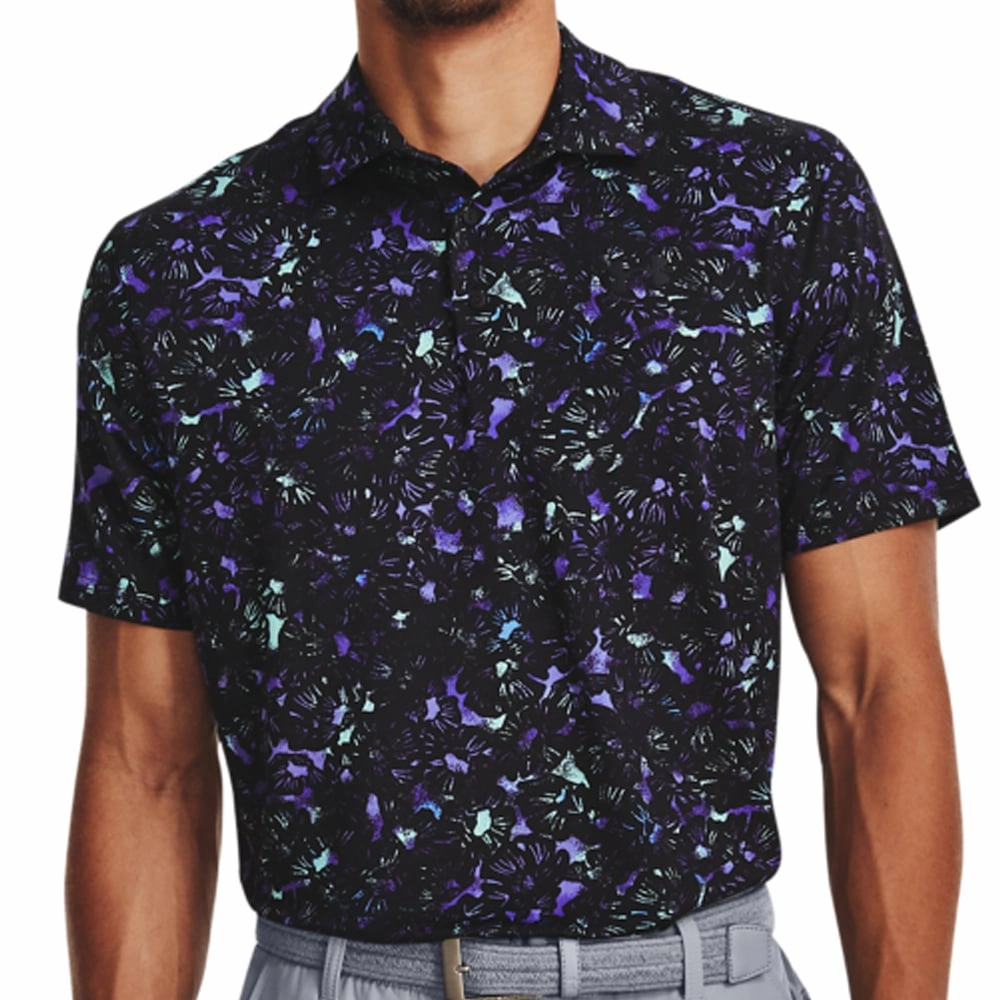 Under Armour Playoff 3.0 Printed Polo Shirt - Black/Neo Turquoise Cool and Relaxed Prom