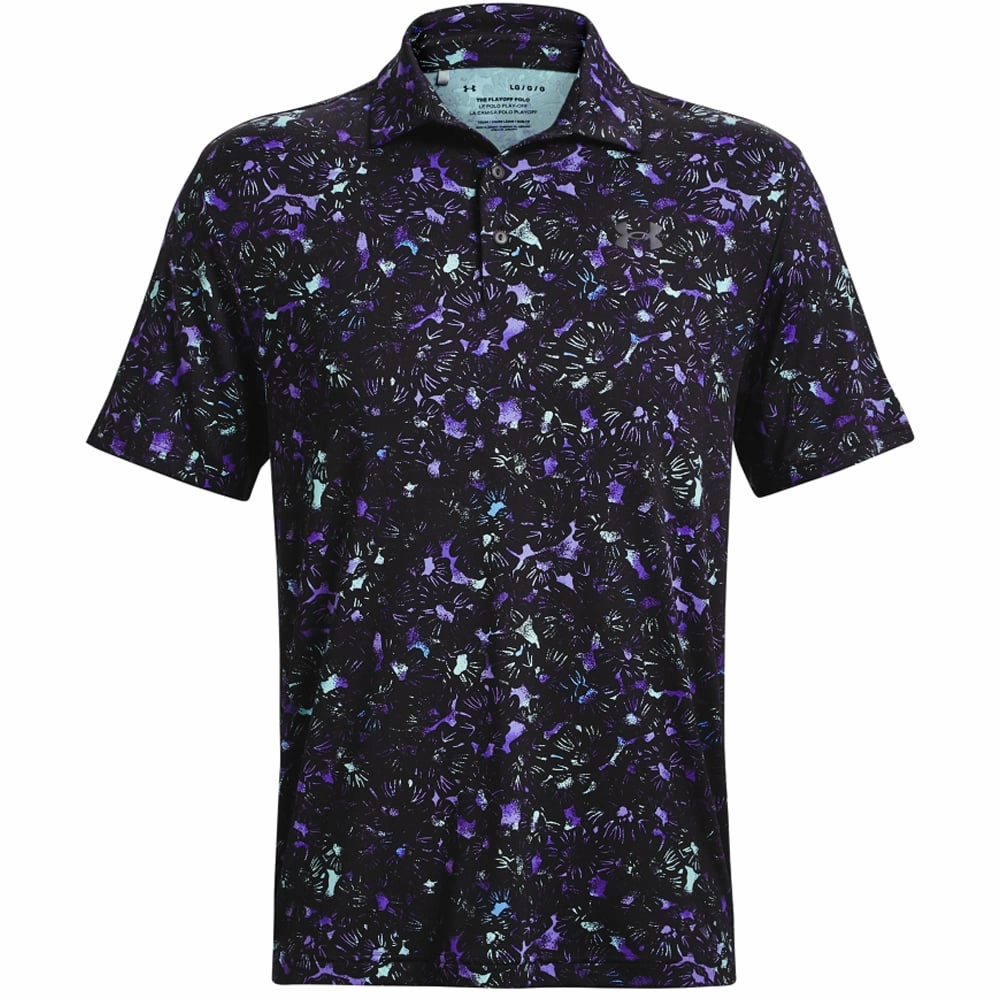 Timeless Piece Under Armour Playoff 3.0 Printed Polo Shirt - Black/Neo Turquoise