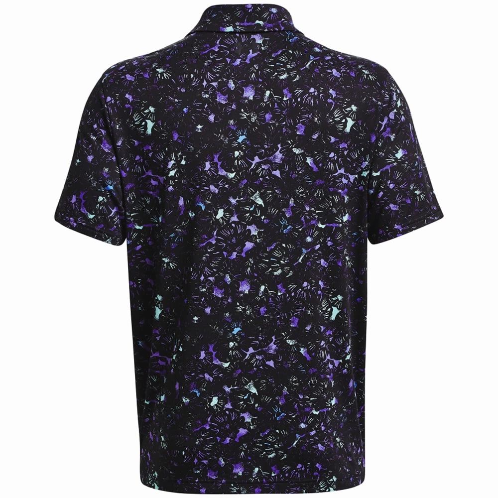 Under Armour Playoff 3.0 Printed Polo Shirt - Black/Neo Turquoise Outdoor Sports