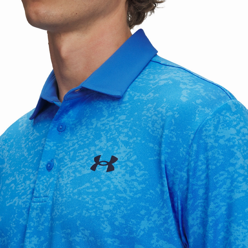 Under Armour Playoff 3.0 Printed Polo Shirt - Blue Atlantis/Viral Blue/Midnight Navy Anti Pilling Surface
