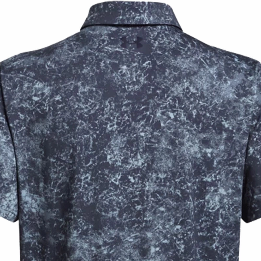 Stretch Jersey Knit Under Armour Playoff 3.0 Printed Polo Shirt - Downpour Gray/Midnight Navy