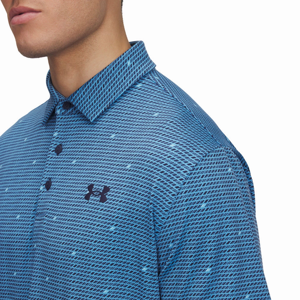 Under Armour Playoff 3.0 Printed Polo Shirt - Ether Blue/Midnight Navy Airflow Ventilation