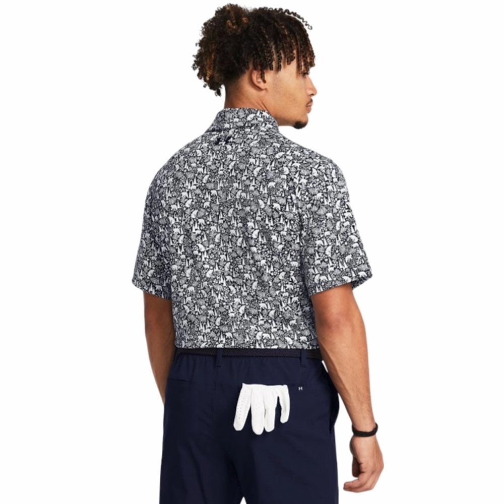 Under Armour Playoff 3.0 Printed Polo Shirt - Midnight Navy/Midnight Navy Ribbed Collar Design Pocket Reinforcement