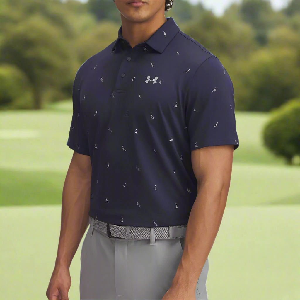 Under Armour Playoff 3.0 Printed Polo Shirt - Midnight Navy/Steel Stone Wash Process