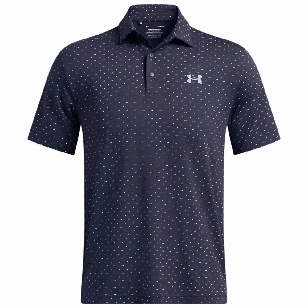 Under Armour Playoff 3.0 Printed Polo Shirt - Midnight Navy/White Flexible Ribbed Cuffs