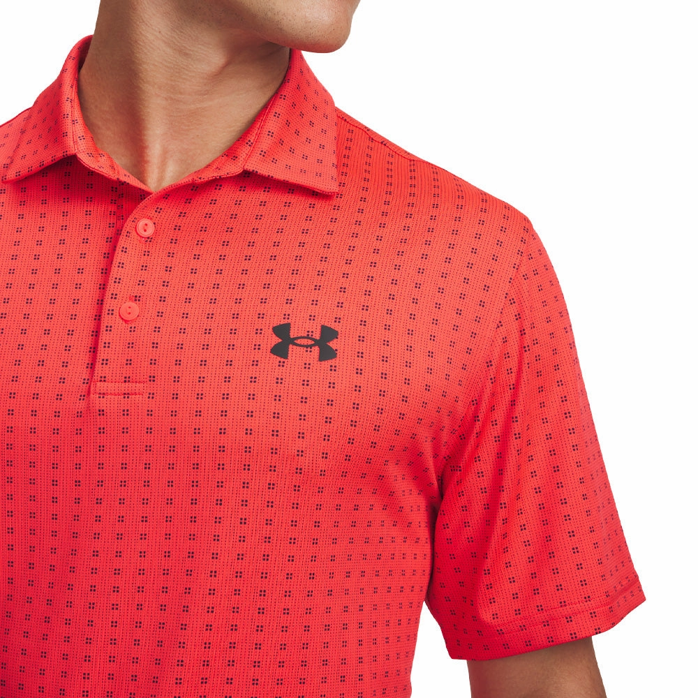 Under Armour Playoff 3.0 Printed Polo Shirt - Racer Red/Black/Black Eco Friendly Dyes