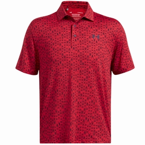 Under Armour Playoff 3.0 Printed Polo Shirt - Red/Midnight Navy Minimal Look Smart Fashion