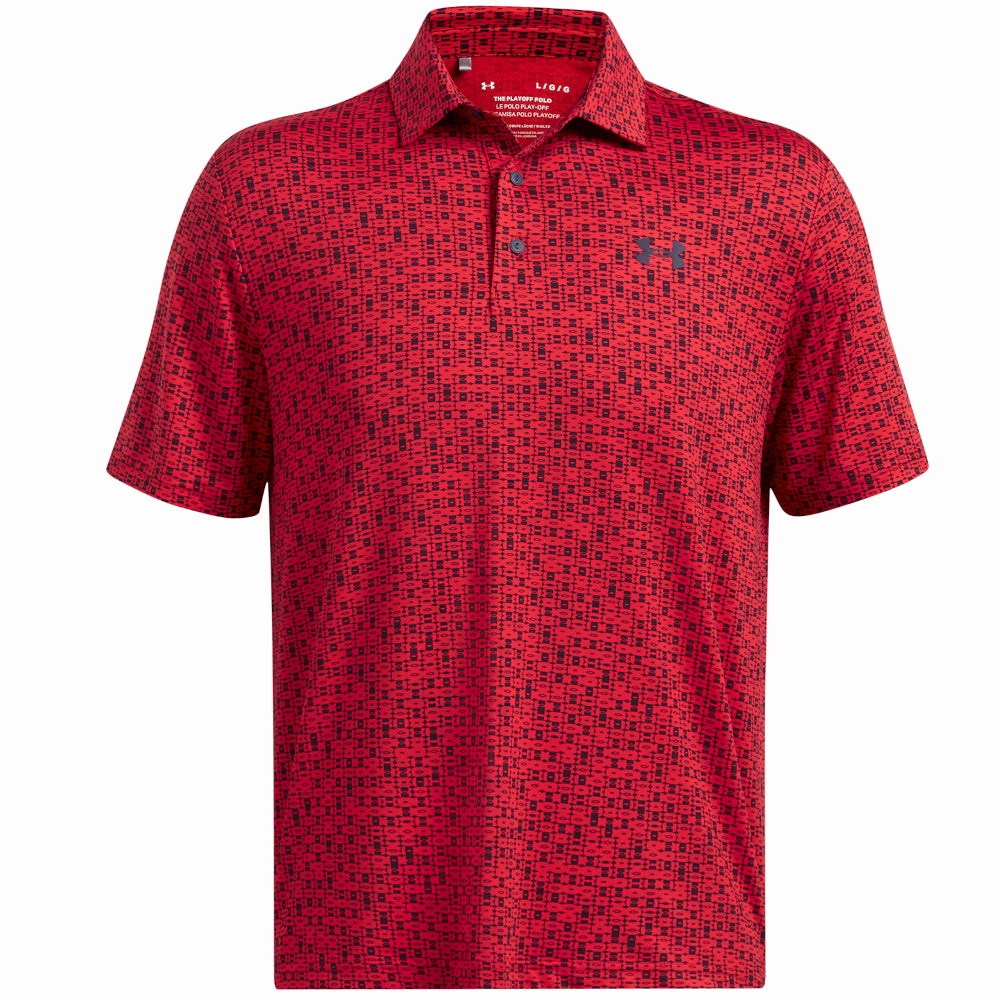 Under Armour Playoff 3.0 Printed Polo Shirt - Red/Midnight Navy Minimal Look Smart Fashion
