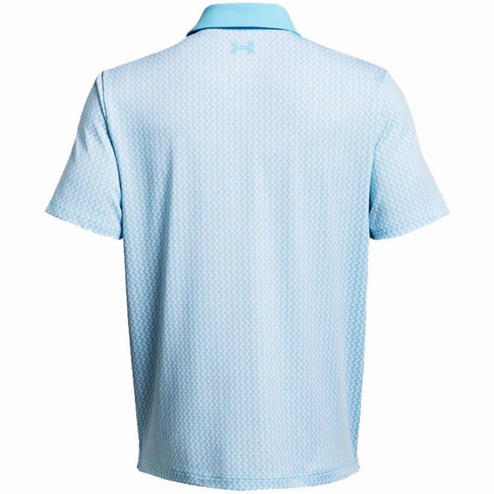 Anti Pilling Finish Under Armour Playoff 3.0 Printed Polo Shirt - Sky Blue/White/Sky Blue