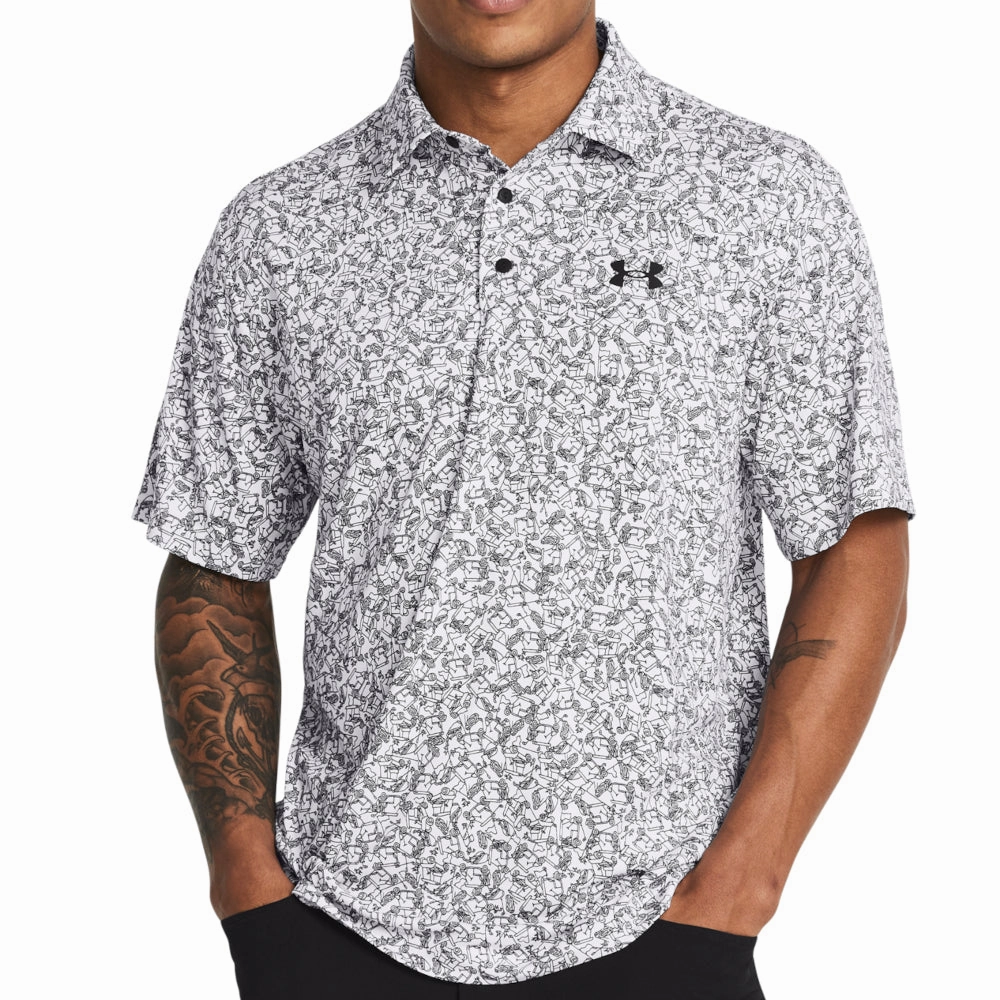 Layered Sleeve Construction Under Armour Playoff 3.0 Printed Polo Shirt - White/Black