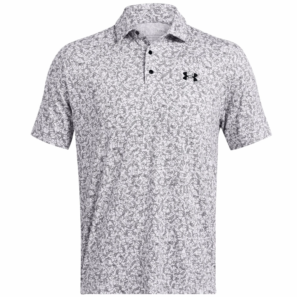 SunProtectionFabric Under Armour Playoff 3.0 Printed Polo Shirt - White/Black