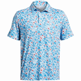 Perfect Layer slim fit Under Armour Playoff 3.0 Printed Polo Shirt - White/Sky Blue/Sky Blue
