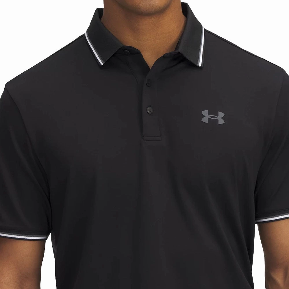 waterproof Under Armour Playoff 3.0 Rib Polo Shirt - Black/White/Castlerock