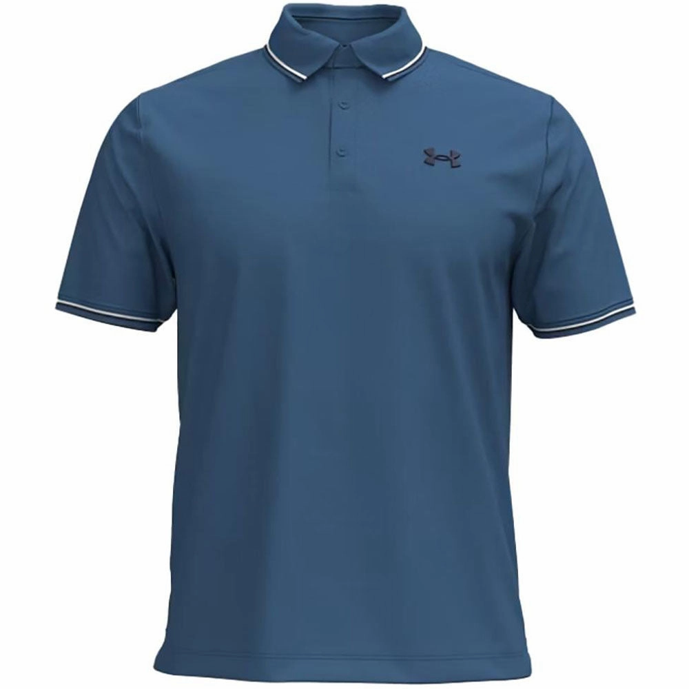 EasyCareFabric Under Armour Playoff 3.0 Rib Polo Shirt - Blue Atlantis/White/Midnight Navy
