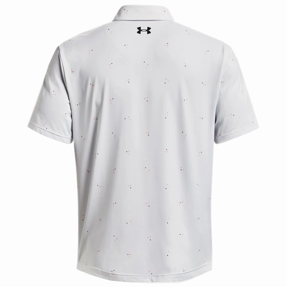 Under Armour Playoff 3.0 Scatter Dot Printed Polo Shirt - White/Pink Shock Taped Neckline