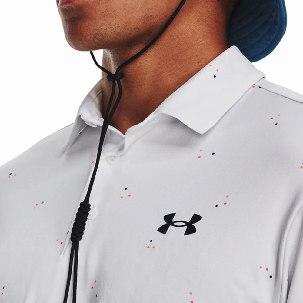 Under Armour Playoff 3.0 Scatter Dot Printed Polo Shirt - White/Pink Shock Durable Stitching