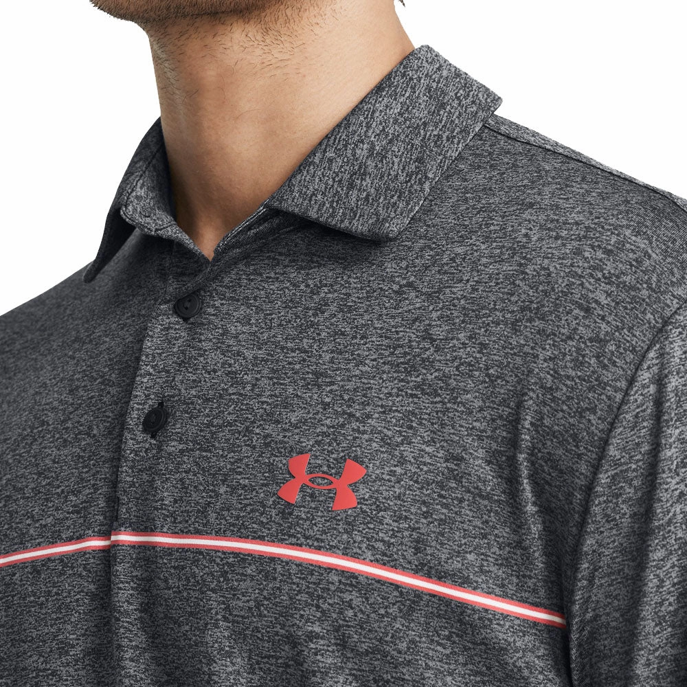 Minimalist Comfort Limited Edition Under Armour Playoff 3.0 Stripe Polo Shirt - Black/Red Solstice