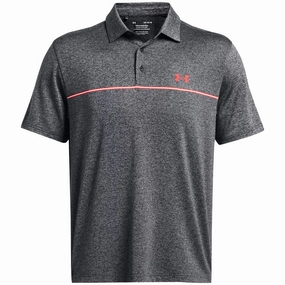 Light Trend RibbedNeckBanding Under Armour Playoff 3.0 Stripe Polo Shirt - Black/Red Solstice