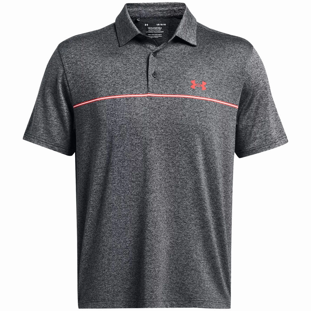 Light Trend RibbedNeckBanding Under Armour Playoff 3.0 Stripe Polo Shirt - Black/Red Solstice
