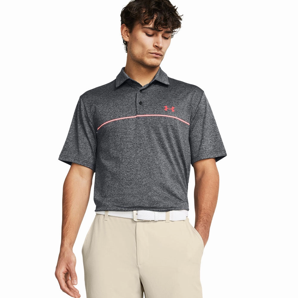 Durable Stitching EcoFriendlyDyes Under Armour Playoff 3.0 Stripe Polo Shirt - Black/Red Solstice