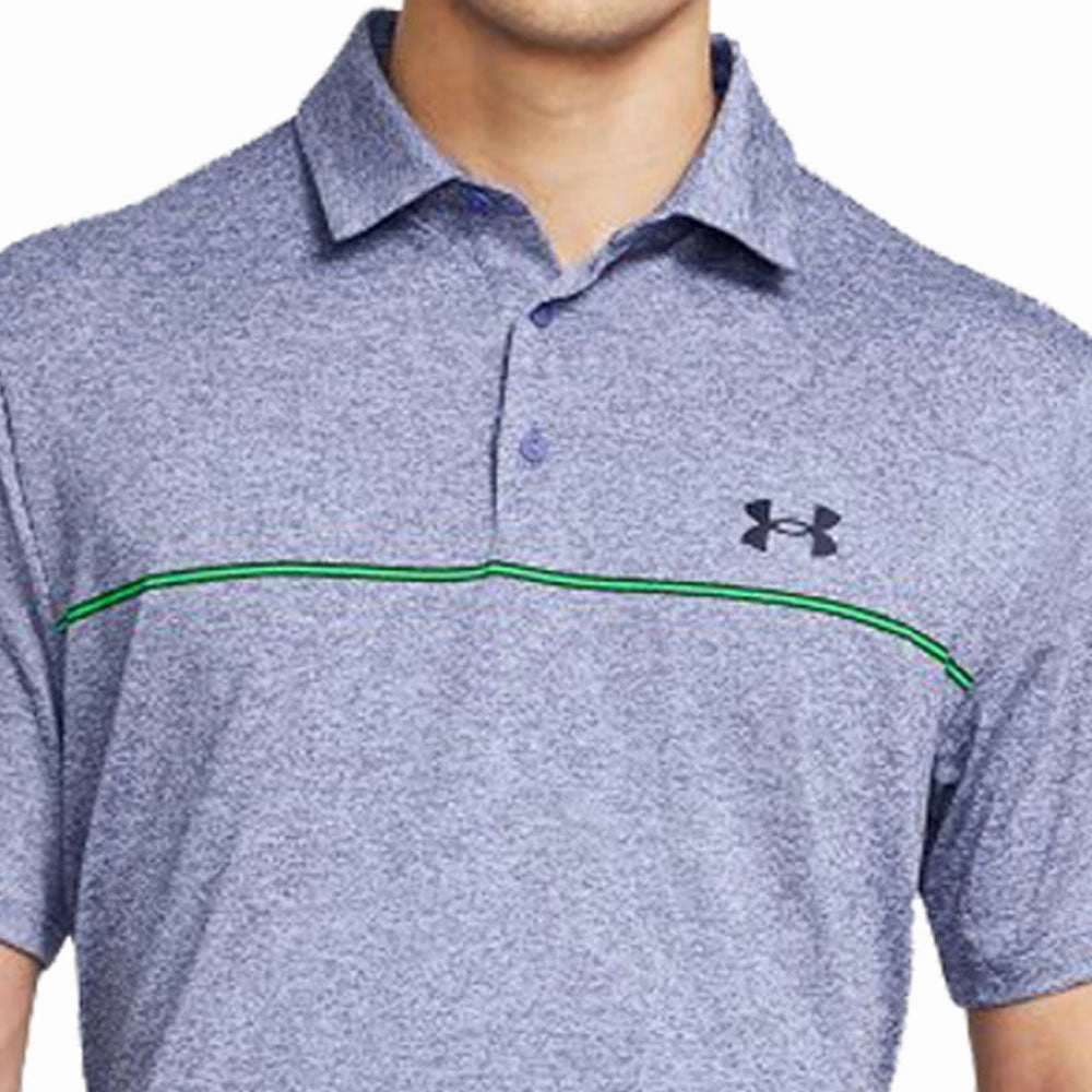 Cozy Layers Under Armour Playoff 3.0 Stripe Polo Shirt - Celeste/Vapor Green/Starlight