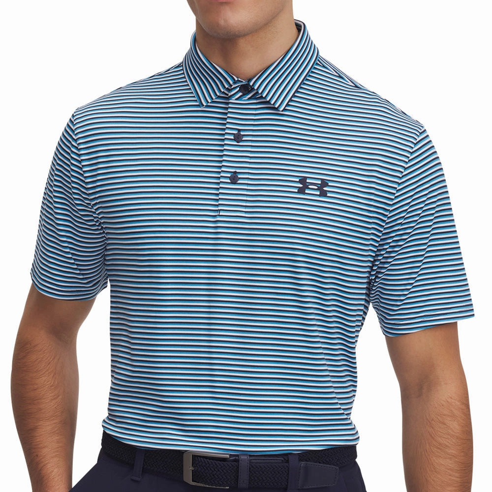 Breathable Cotton Fabric Floral Print Under Armour Playoff 3.0 Stripe Polo Shirt - Ether Blue/Midnight Navy/Midnight Navy