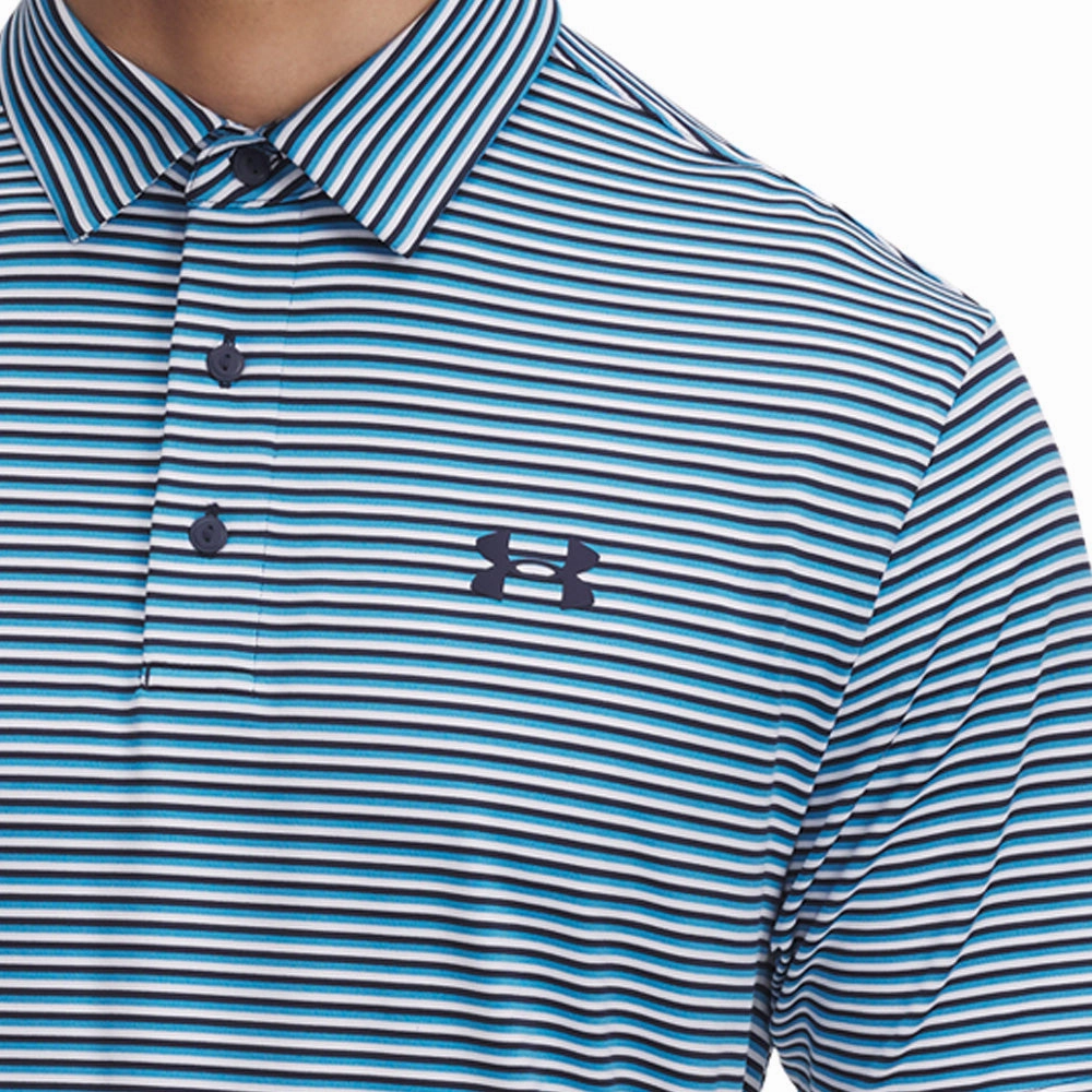 Under Armour Playoff 3.0 Stripe Polo Shirt - Ether Blue/Midnight Navy/Midnight Navy Functional Side Gussets Light Style Trend